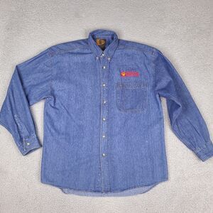 Vintage International Denim Office Depot University Shirt Mens Large Blue Cotton